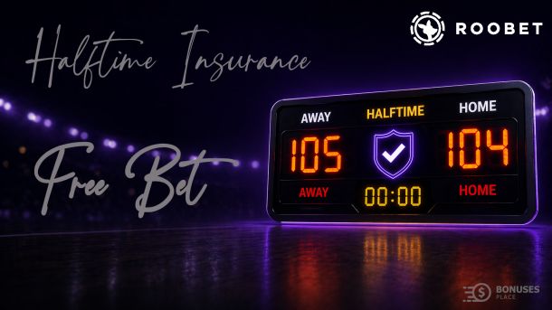 NBA halftime scoreboard showing a close game in a dark arena