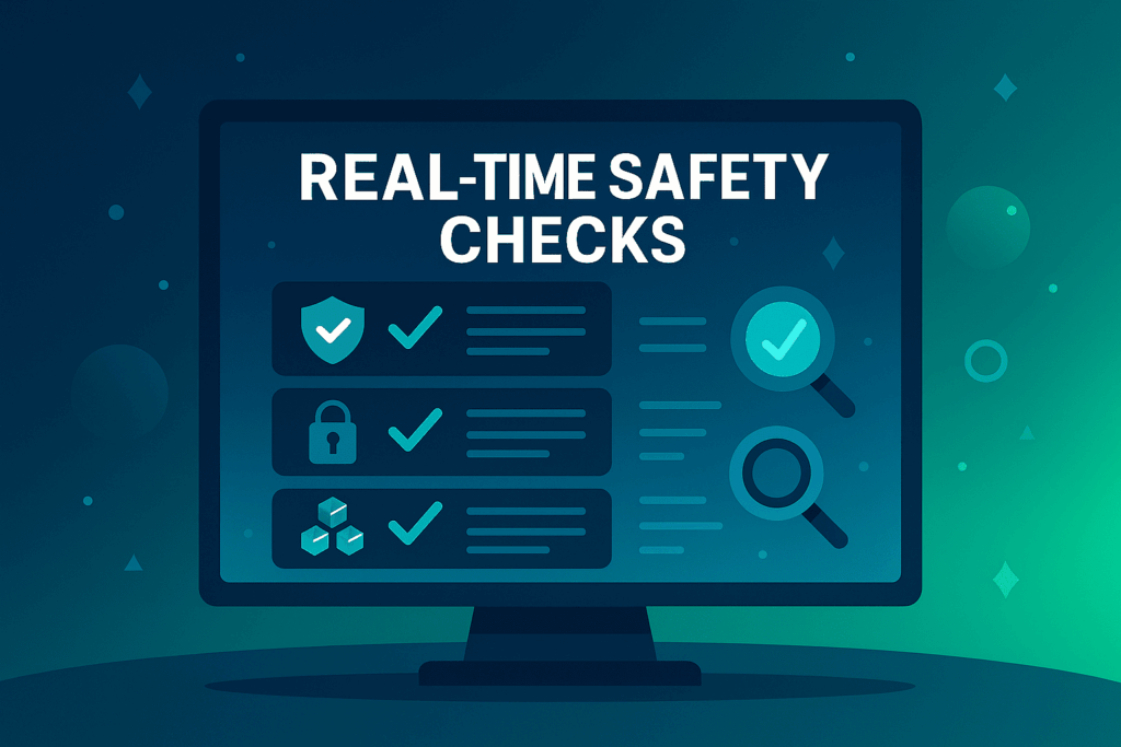 Real-time verification dashboard showing casino security checks and blockchain confirmations.