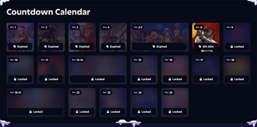 Advent Countdown Calendar showing 25 days game.