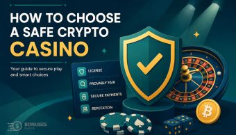 Illustration combining crypto security with casino symbols like dice and slots to represent safe crypto gambling.
