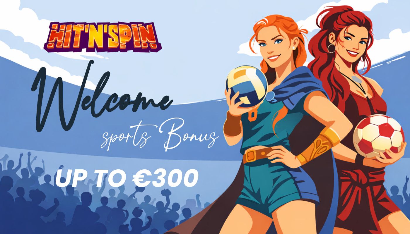 Two female athletes in a stadium representing HitnSpin sports welcome betting bonus promotion
